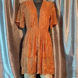 Haute Monde Orange Lace Maxi Dress